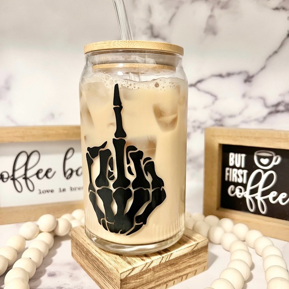 ☠️Halloween Glass Cup | Spooky Season Beer Can Glass | Middle Finger Glass Cup☠️ - Picture 3 of 4